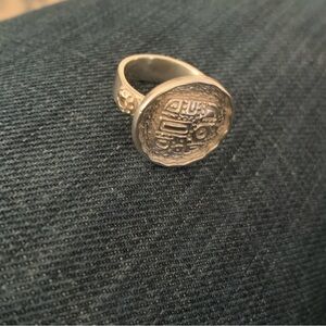 Retired Silpada Textured  Sterling Silver Mosaic Disc Ring R1531 Size 8